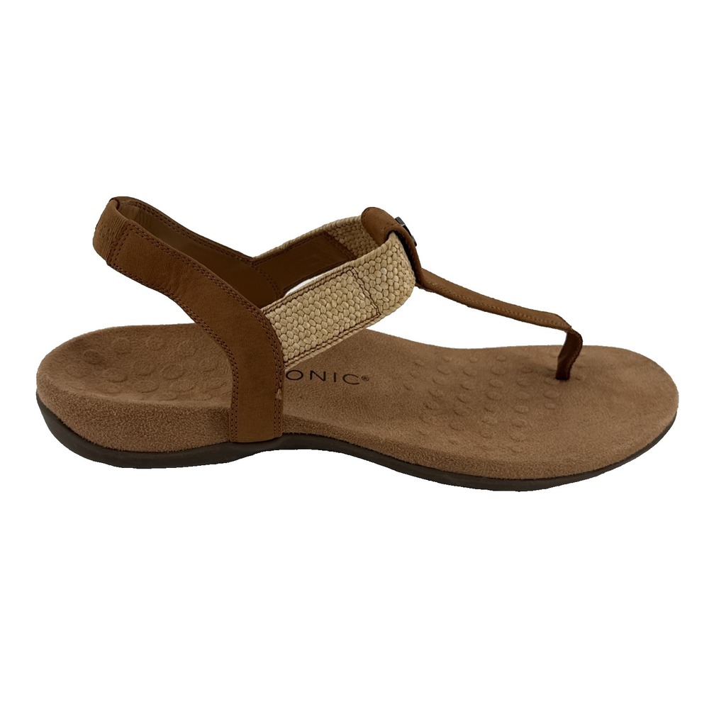 Vionic Brea Sandals Women 11 Tan Leather Slingback Toe Post Comfort Arch Support - Picture 2 of 10